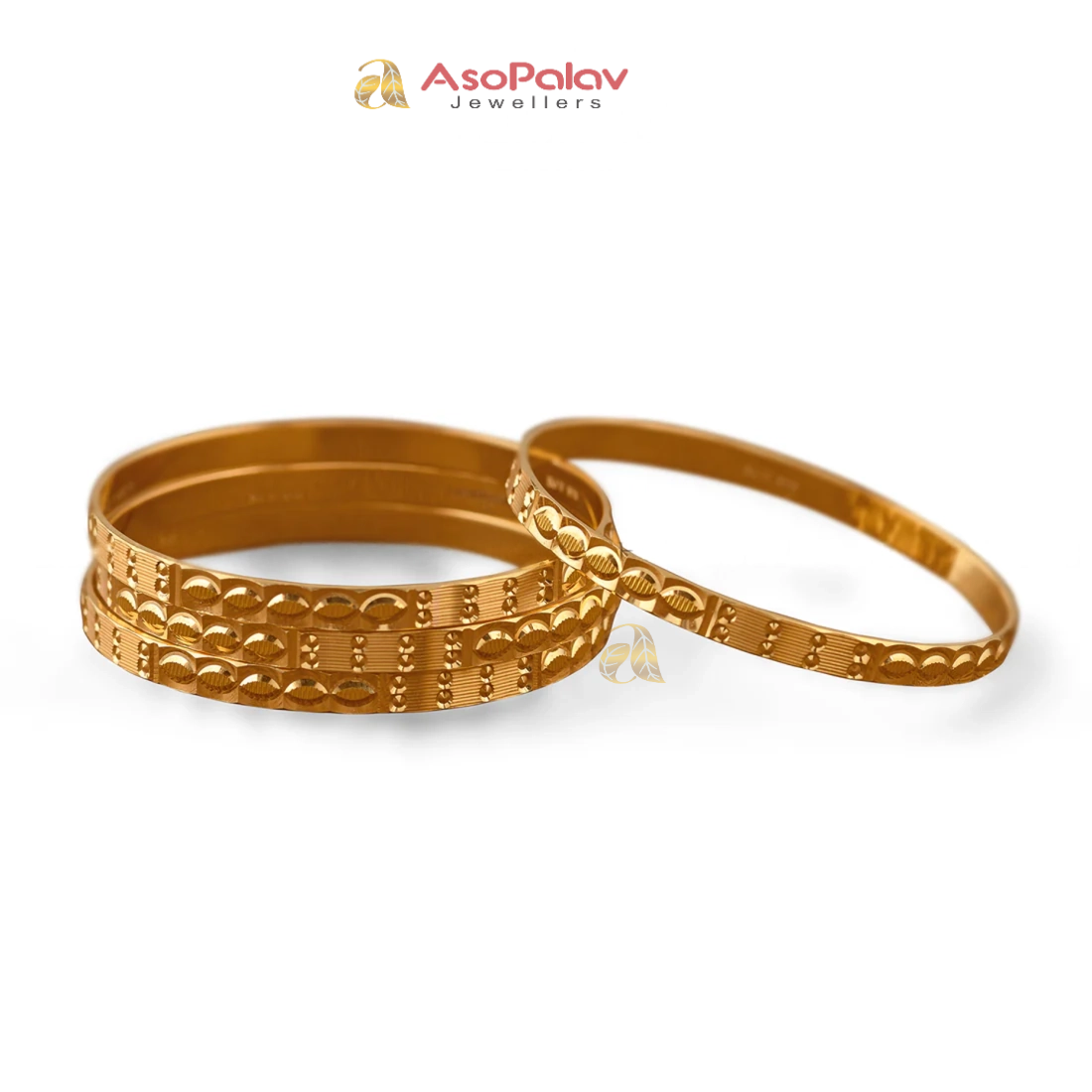 22K Dual Tone Floral Gold Bangles for Women